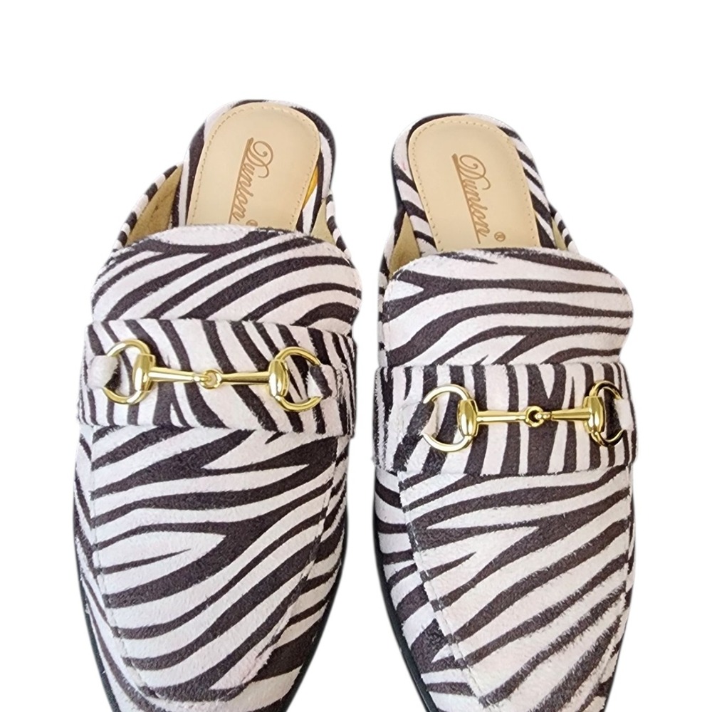 Zebra Print Mules Women's 6M Loafers Horsebit Slip On‎ Comfort Fashion Shoes